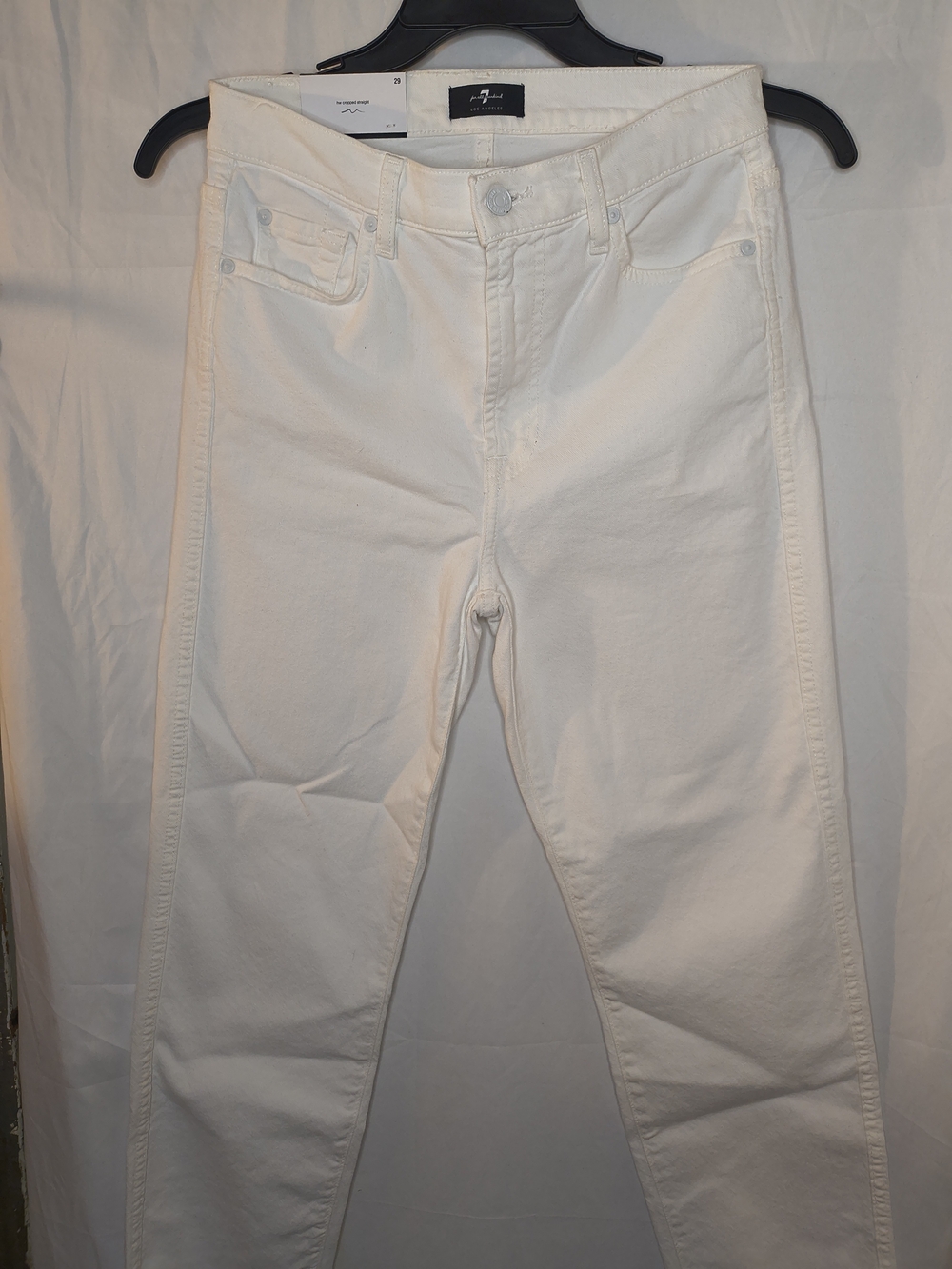 NWT 7 For All Mankind High Waist Cropped Straight Jeans White Sz 29